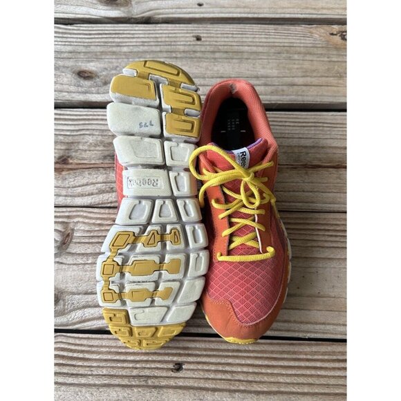 Reebok Smoothflex Running Shoes Women’s 8.5 Sneaker Yellow Pink Orange - Picture 5 of 6